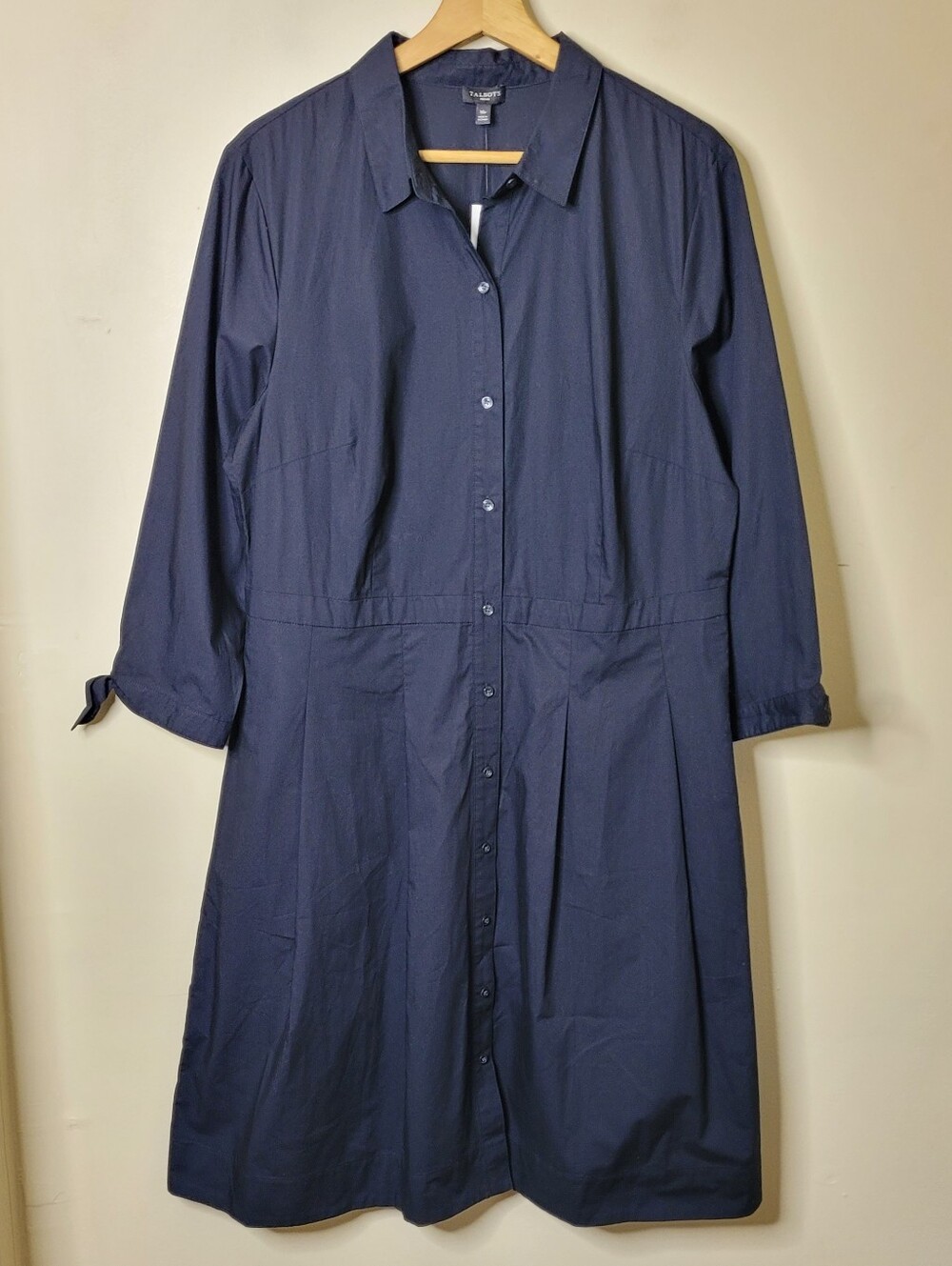 NWT Talbots Black Poplin Shirt Dress - Picture 3 of 10